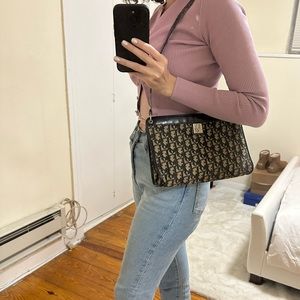 Vintage authentic Dior trotter print shoulder bag